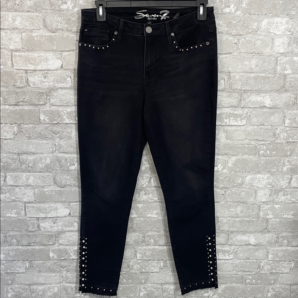 Seven7 Black Studded and Pearls Skinny Jeans